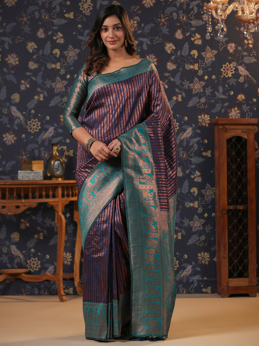 Ethnic Motifs Woven Design Silk Blend Kanjeevaram Sarees